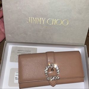Jimmy Choo Cheri Wallet on Chain / Clutch - Nude with Crystal Detail